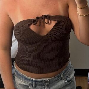 Zara Brown Knit Crop Top
